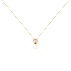 Damen Halskette Gold 375 Zuchtperle Zirkonia Kreis Isabella - Ketten mit Anhänger Damen | OROVIVO