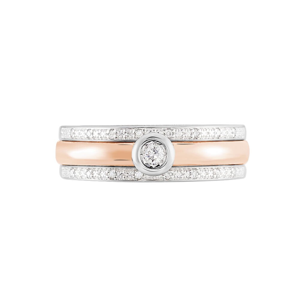 TIFFY Damen Ring Gold Bicolor 375 (9 Karat) Diamant Wei&szlig; 0,04 ct