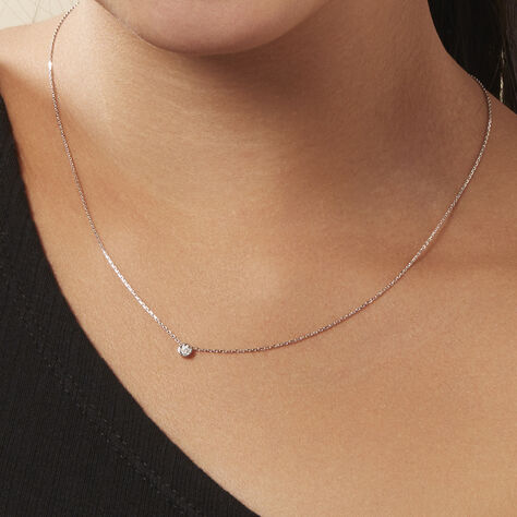 Damen Collier Weißgold 375 Diamant 0,05ct Barren Perpignan 45cm - Halsketten Damen | OROVIVO