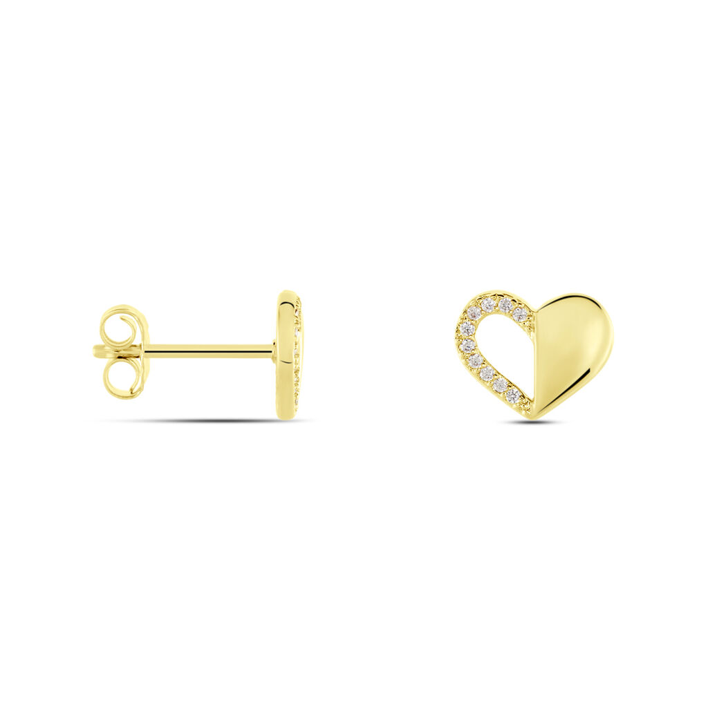 Damen Ohrstecker Messing 18 Karat Vergoldet Zirkonia Herz - Ohrstecker Damen | OROVIVO