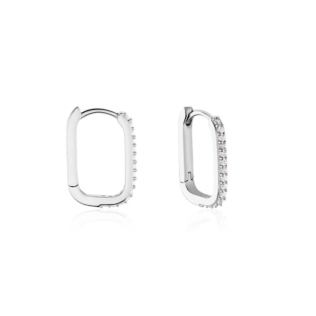 MADDIE Damen Creolen Silber 925 Zirkonia Wei&szlig; 0,49 ct Rechteckig