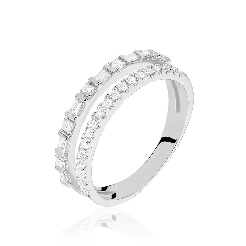 Damen Ring Weißgold 375 Diamant 0,12ct Viereckig  -  Damen | OROVIVO
