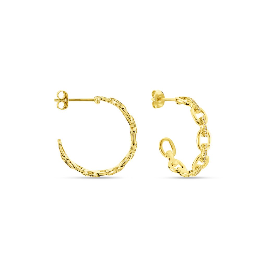 KETTY Damen Creolen Silber vergoldet 925 Zirkonia Wei&szlig; 0,3 ct B 49,9 mm