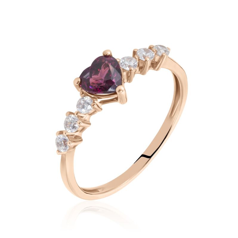 Bague Solitaire Accompagné Or Rose Samanta Rhodolite - Spannringe Damen | OROVIVO