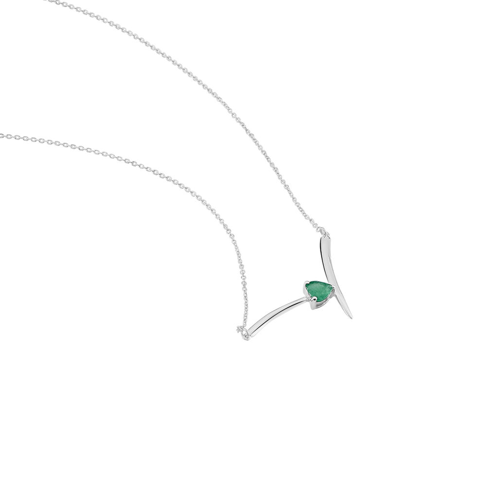 Collier Renaldine Or Weiss Cœur Emeraude - Spannringe Damen | OROVIVO