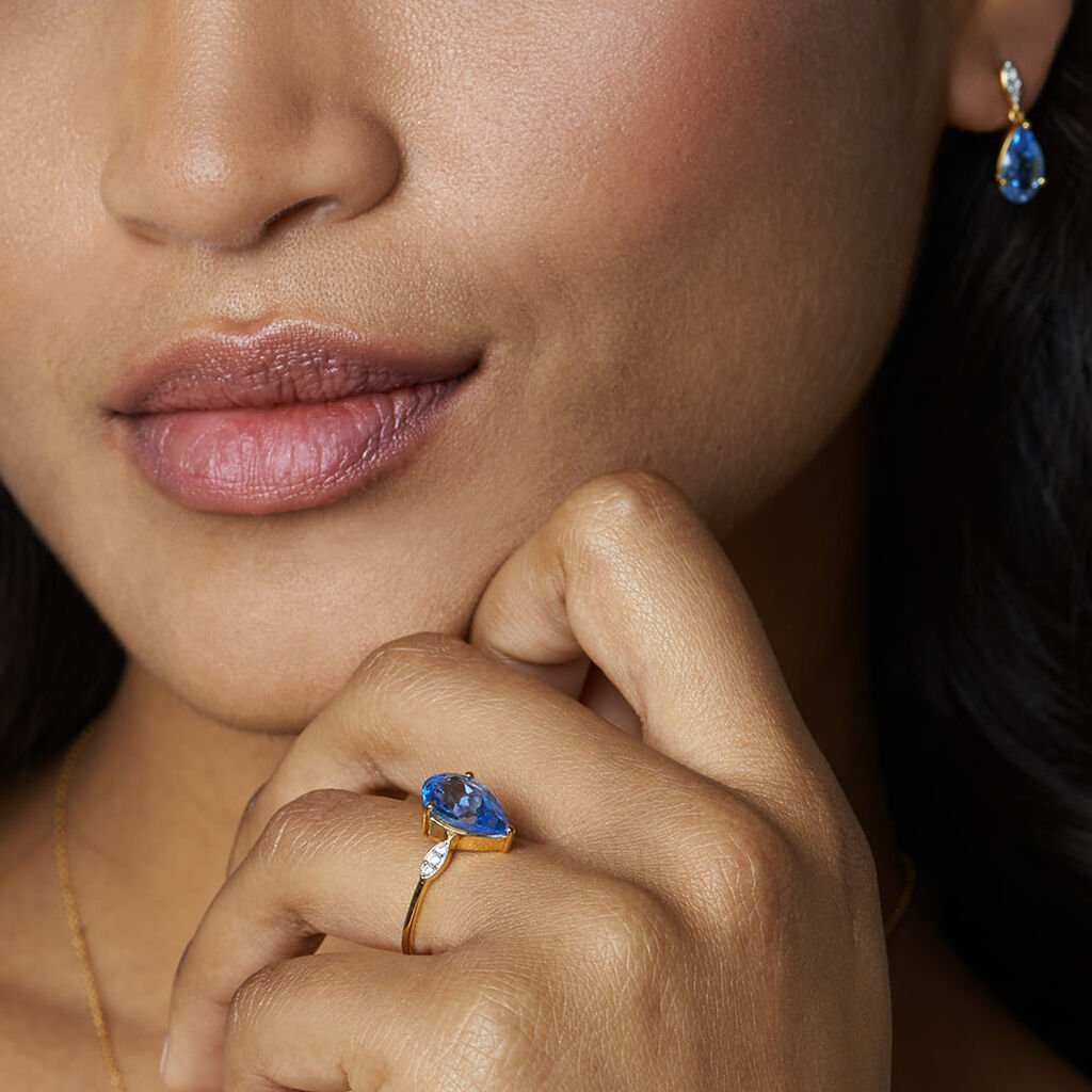 Damen Ring Silber vergoldet 925 Andere Steine Blau Evitta  - Solitärringe Damen | OROVIVO