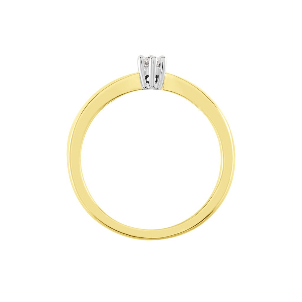 ROME Damen Ring Gold Bicolor 375 (9 Karat) Diamant Wei&szlig; 0,1 ct