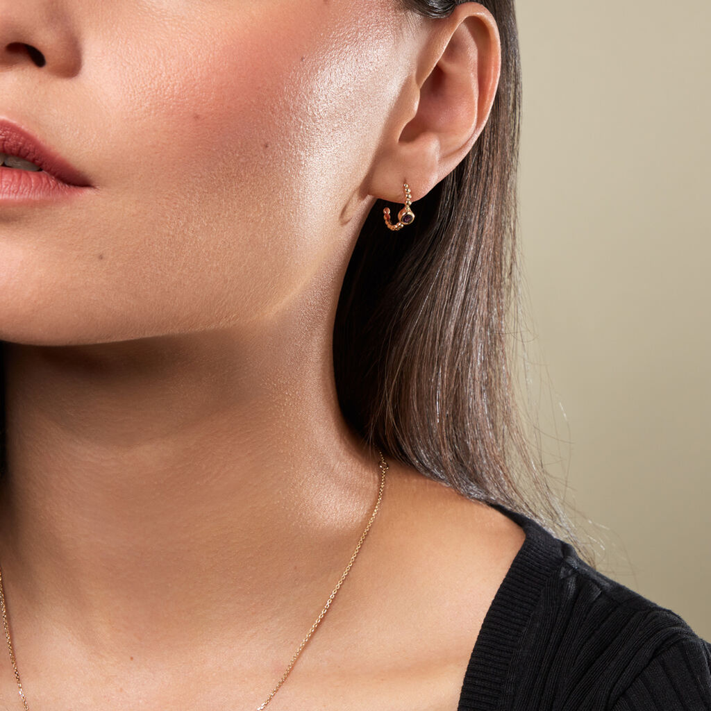 Damen Ohrstecker Gold 375 Rund Violett Geometrisch Lykke - Sommerschmuck Damen | OROVIVO