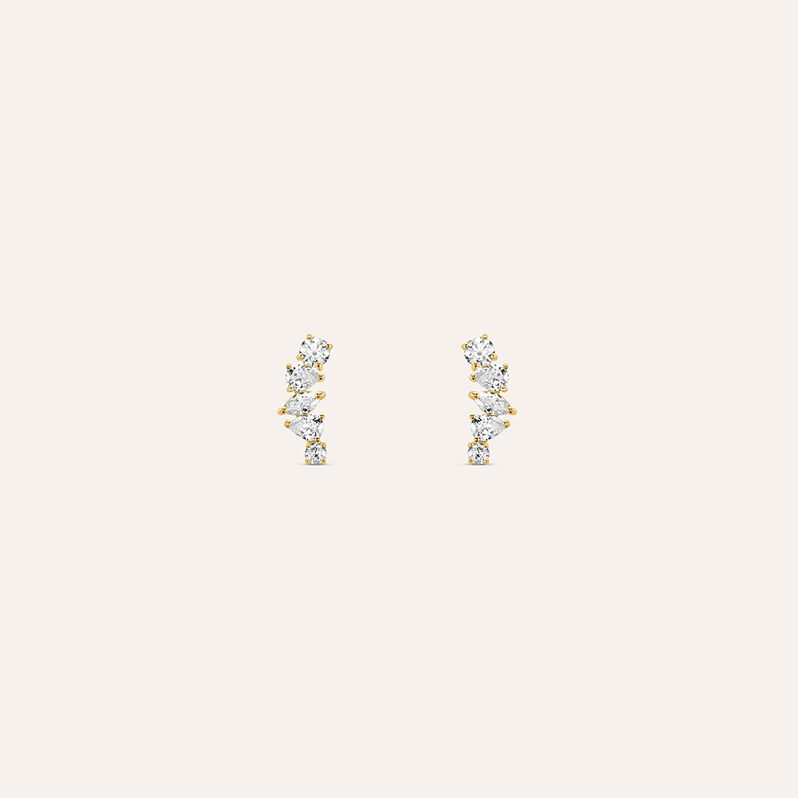 Orecchini Lobo Bon Ton Oro Giallo Cubic Zirconia - Spannringe Damen | OROVIVO