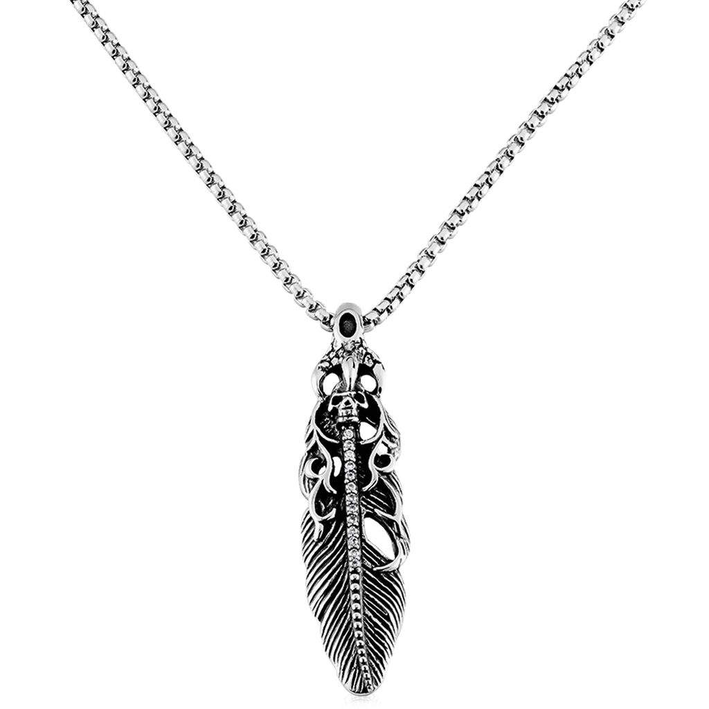 Herren Collier Edelstahl Synthetischer Stein Wei&szlig; 0,18 ct B 3 mm