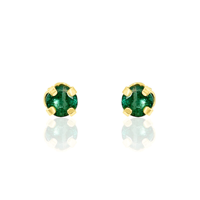 JARDIN KRAPPE Damen Ohrstecker Gold 375 (9 Karat) Smaragd Grün B 3 mm - Ohrstecker Damen | OROVIVO