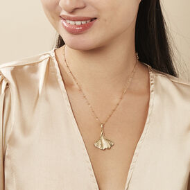 Damen Kette Edelstahl Gold Ginkgo Blatt Salinna - Ketten mit Anhänger Damen | OROVIVO