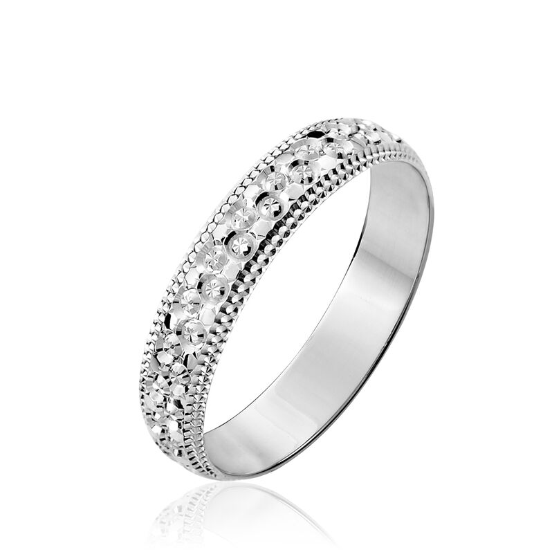 Alliance Fantaisie Diamantee Ruban Plat Or Blanc - Spannringe Unisex | OROVIVO