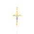 Kreuz Anhänger Gold 375 Bicolor Kristalle Jesus Christus Zippora