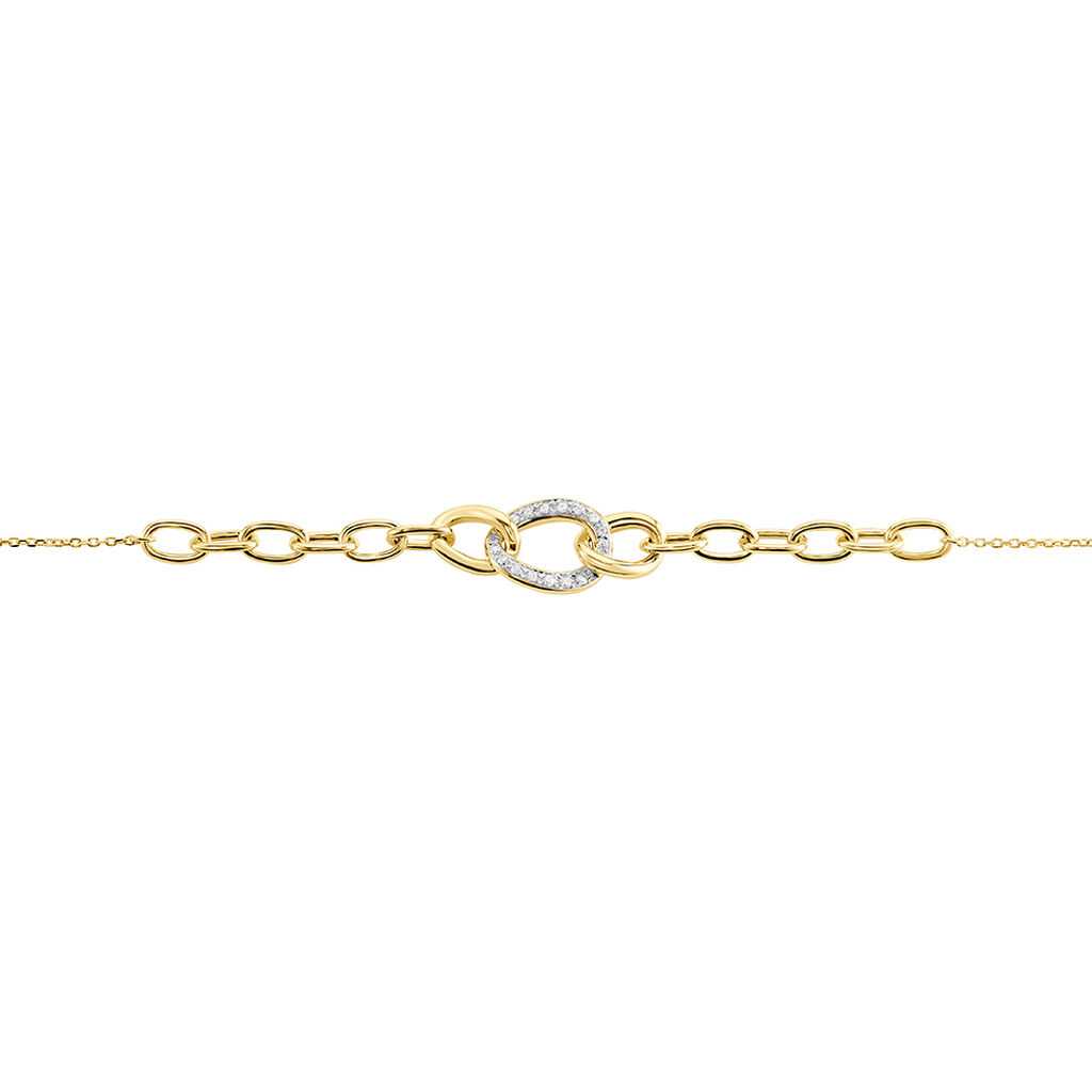 Damen Armband Gold Bicolor Gelb/Silber 375 Diamant 0,07ct Oval Pany - Armbänder mit Anhänger Damen | OROVIVO