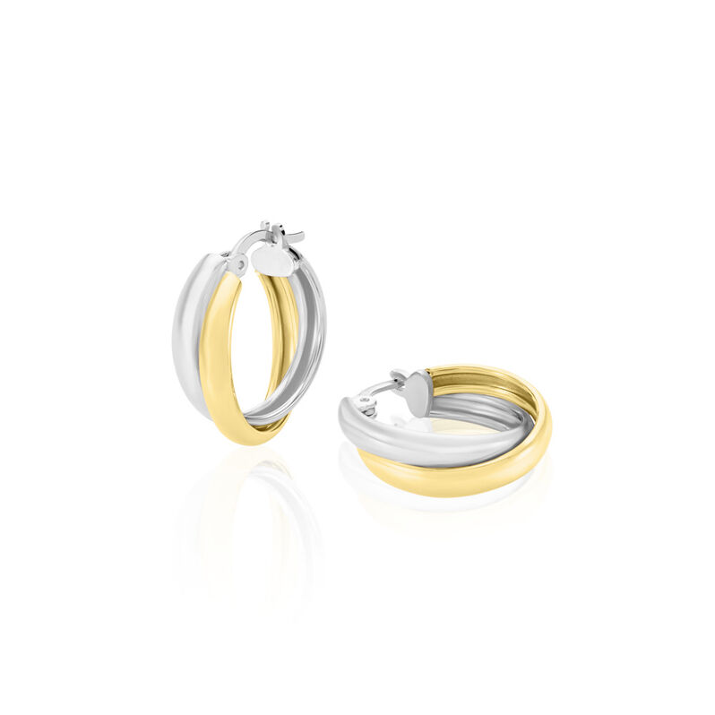 ELKE Damen Creolen Silber Bicolor Gelb/Silber 925 - Creolen Damen | OROVIVO
