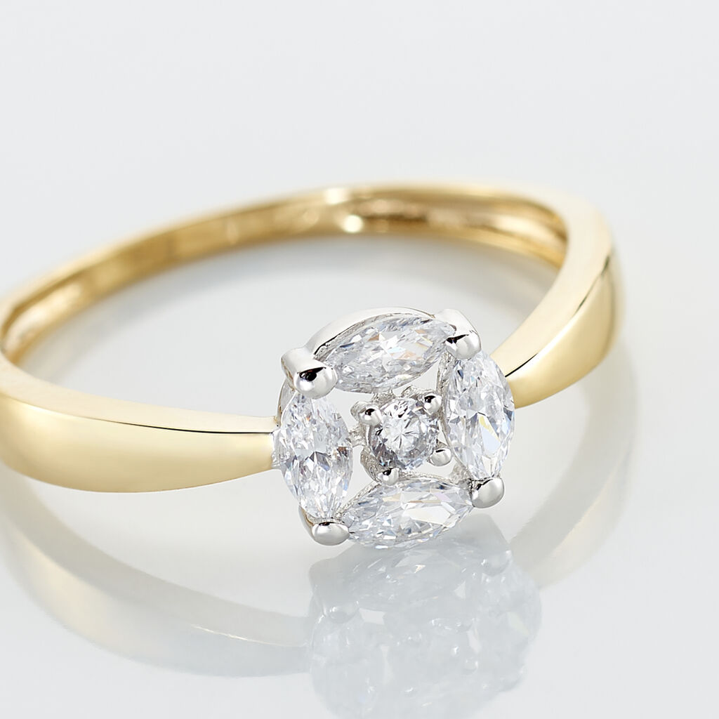 Bague Solitaire Maurena Or Jaune Oxyde De Zirconium - Spannringe Damen | OROVIVO