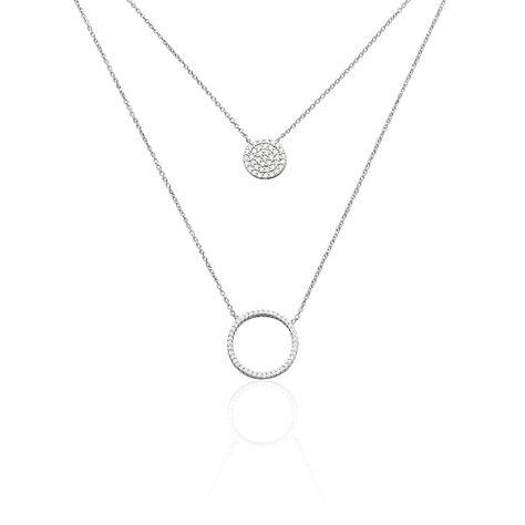 Damen Collier Silber 925 Zirkonia Wei&szlig; Kreis - Halsketten  | OROVIVO