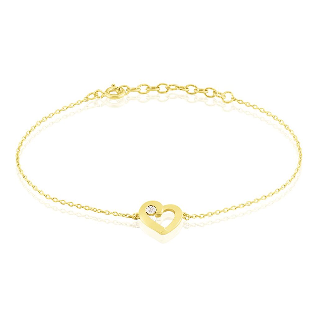 Damen Armband Silber vergoldet 925 Diamant 0,01ct Herz Celine 2 1,31mm - Armbänder mit Anhänger Damen | OROVIVO