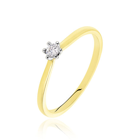 Solitärring Gold 585 Bicolor Diamant 0,1ct - Verlobungsringe Damen | OROVIVO
