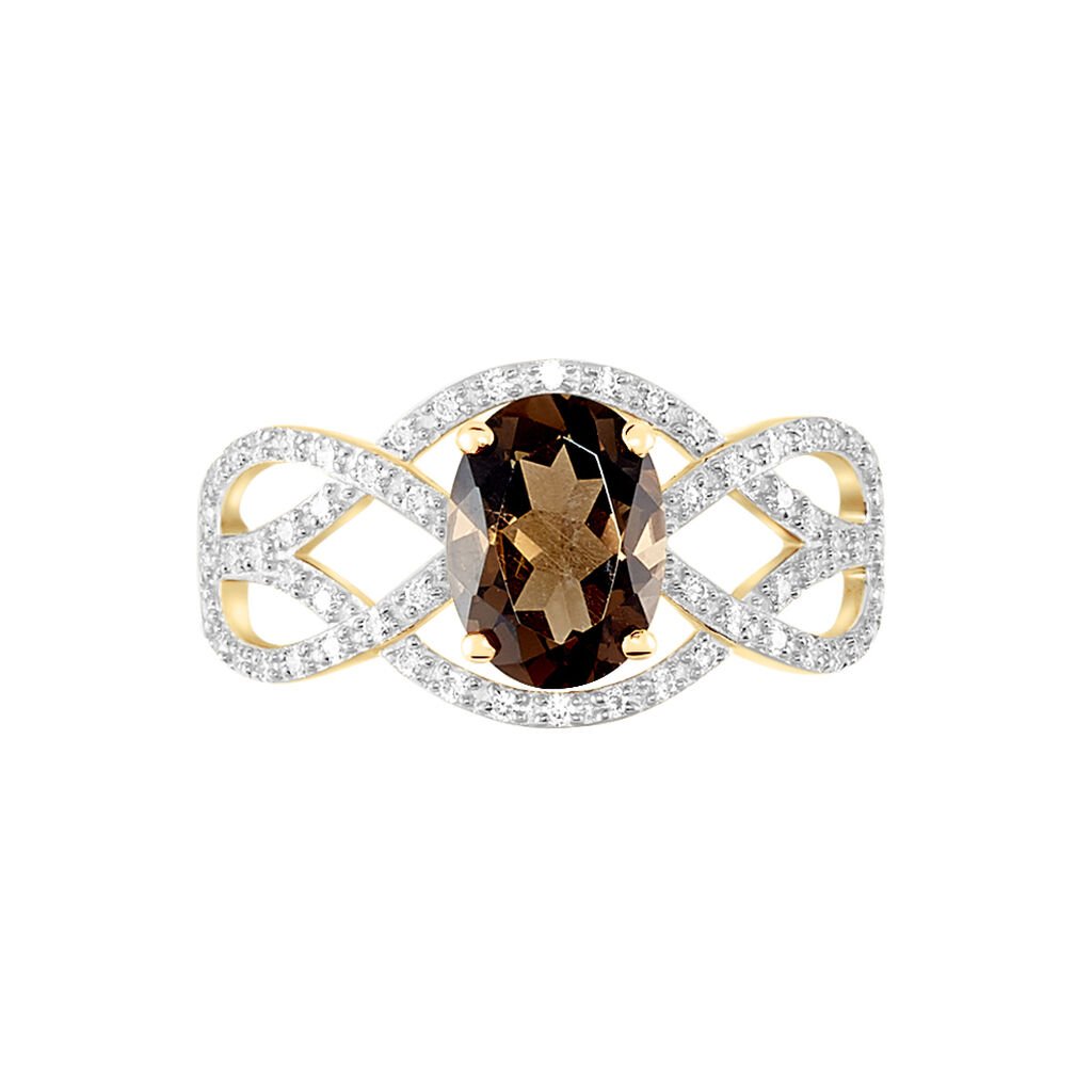 Bague Tina Or Jaune Quartz Et Oxyde De Zirconium - Spannringe Damen | OROVIVO