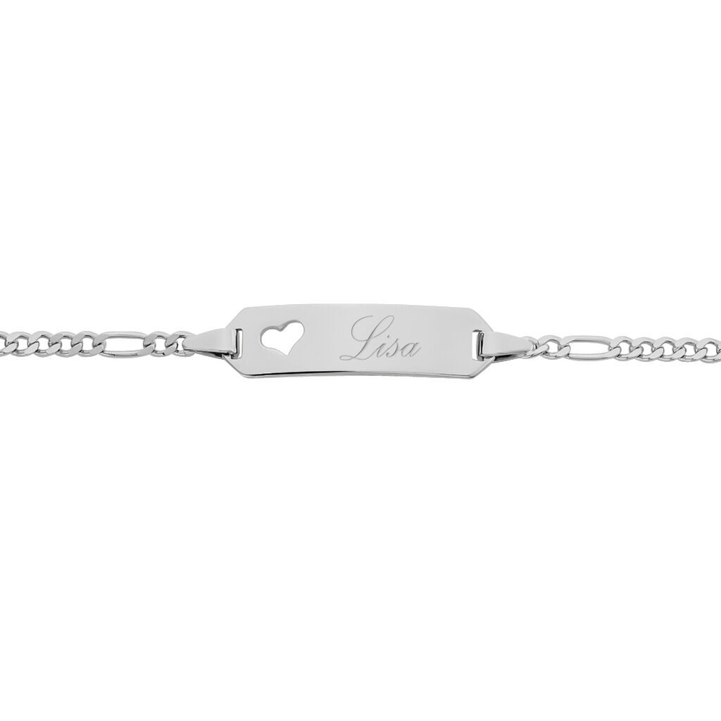 Kinder Id Armband Figarokette Silber 925 Herz - ID-Armbänder Kinder | OROVIVO
