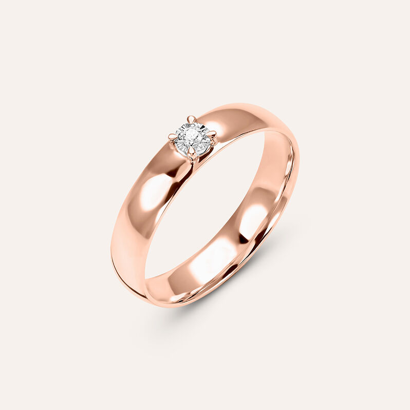 Fede Comoda 4 mm Oro Rosa Diamante - Spannringe Damen | OROVIVO