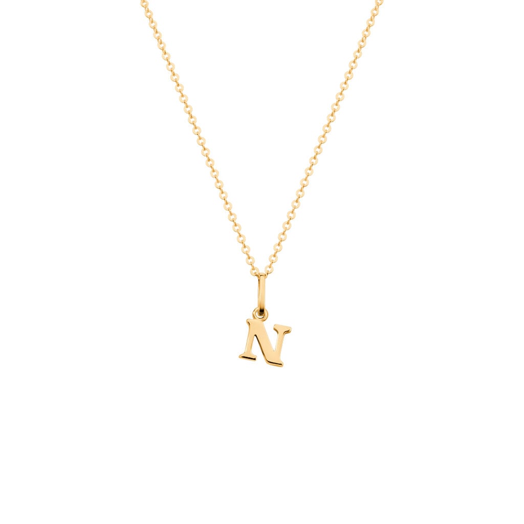 ALPHABET Unisex Anh&auml;nger Gold 375 (9 Karat) Buchstabe N