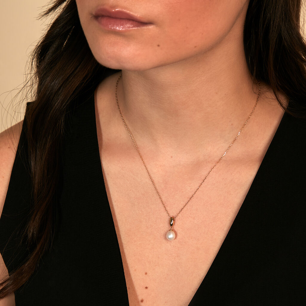 JESSKA Damen Collier Gold 585 (14 Karat) Zuchtperle Wei&szlig; B 1 mm