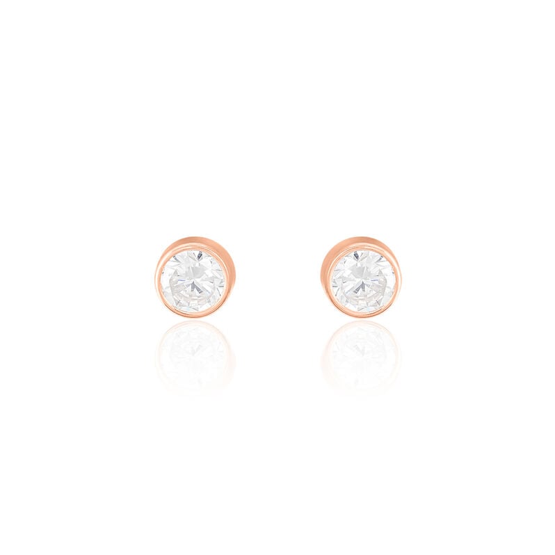 ELDA FASSUNG ZARGE Damen Ohrstecker Rosegold 375 (9 Karat) Zirkonia Wei&szlig; Kreis - Ohrstecker Damen | OROVIVO