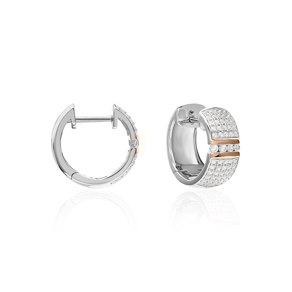 KAPINA Damen Creolen Silber Bicolor 925 Zirkonia Wei&szlig; 0,14 ct