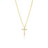 Ponia Damen Collier Gold 375 (9 Karat) Zirkonia Weiß Kreuz