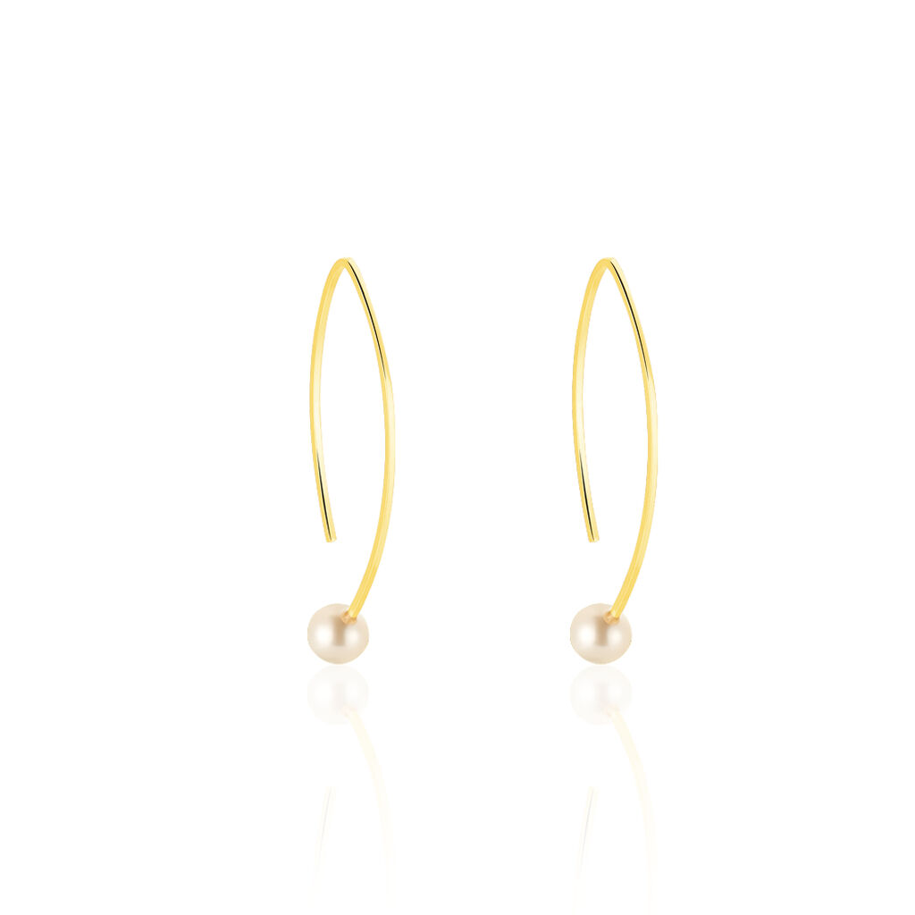 HESSA Damen Ohrringe Lang Gold 375 (9 Karat) Zuchtperle Perlmutt, Ohrringe Lang mit Stein