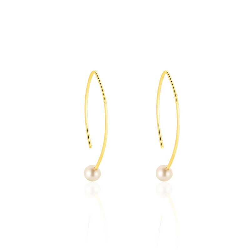 HESSA Damen Ohrringe Lang Gold 375 (9 Karat) Zuchtperle Perlmutt - Ohrhänger Damen | OROVIVO
