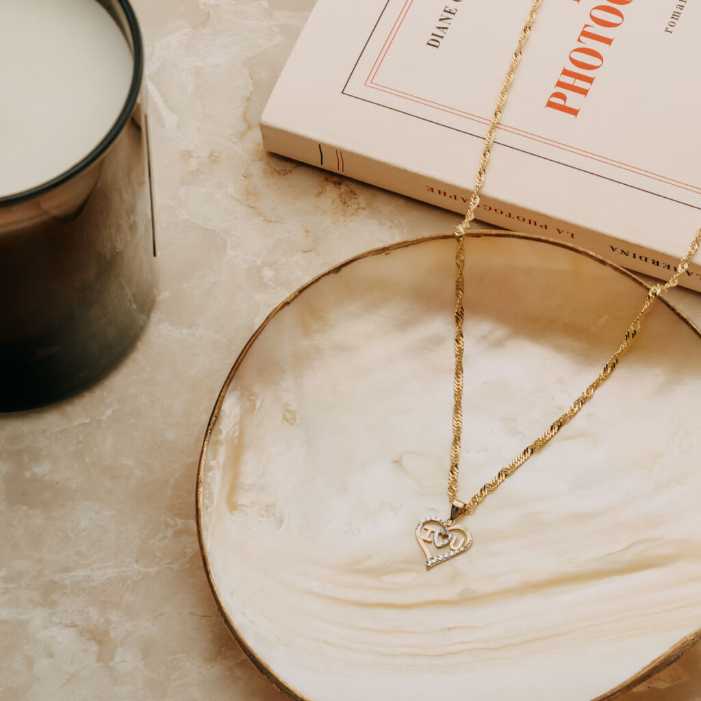 Anhänger Gold 375 Bicolor Zirkonia Herz  - Schmuckanhänger Damen | OROVIVO