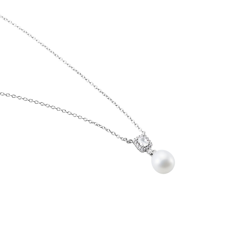 DESPINA Damen Collier Silber 925 Zuchtperle Wei&szlig; 0,86 ct