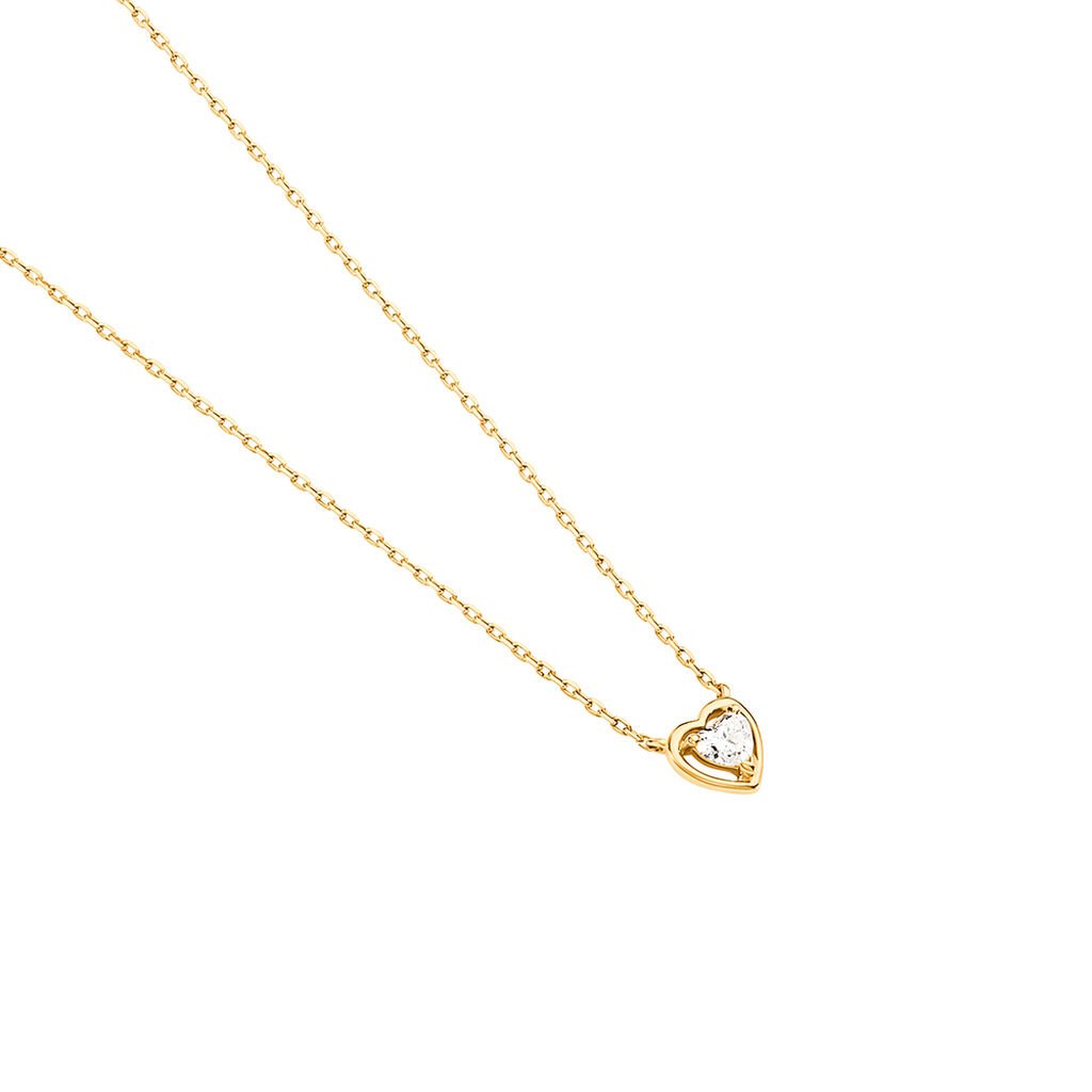 KAMILA Damen Collier Gold 375 (9 Karat) Synthetischer Diamant Weiß 0,1 ct Herz - Halsketten Damen | OROVIVO