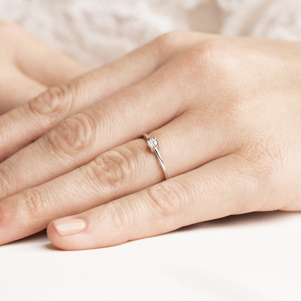Damen Ring Weißgold 375 Diamant 0,16ct Merula  - Hochzeitsringe Damen | OROVIVO