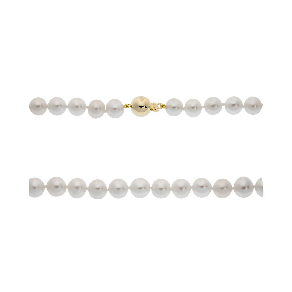 HAGA Damen Collier Gold 585 (14 Karat) Zuchtperle Perlmutt Ball - Halsketten Damen | OROVIVO