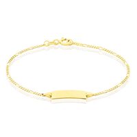 Kinder Id Armband Figarokette Gold 375 Gravierbar