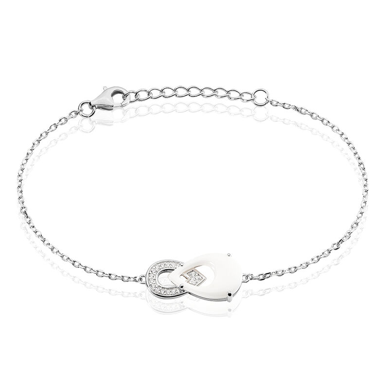 Bracelet Lamai Argent Blanc Céramique Et Oxyde De Zirconium - Spannringe Damen | OROVIVO