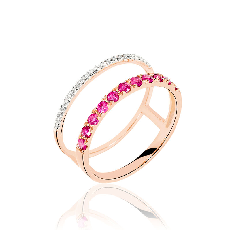 Bague Asha Or Rose Rubis Et Diamant - Spannringe Damen | OROVIVO