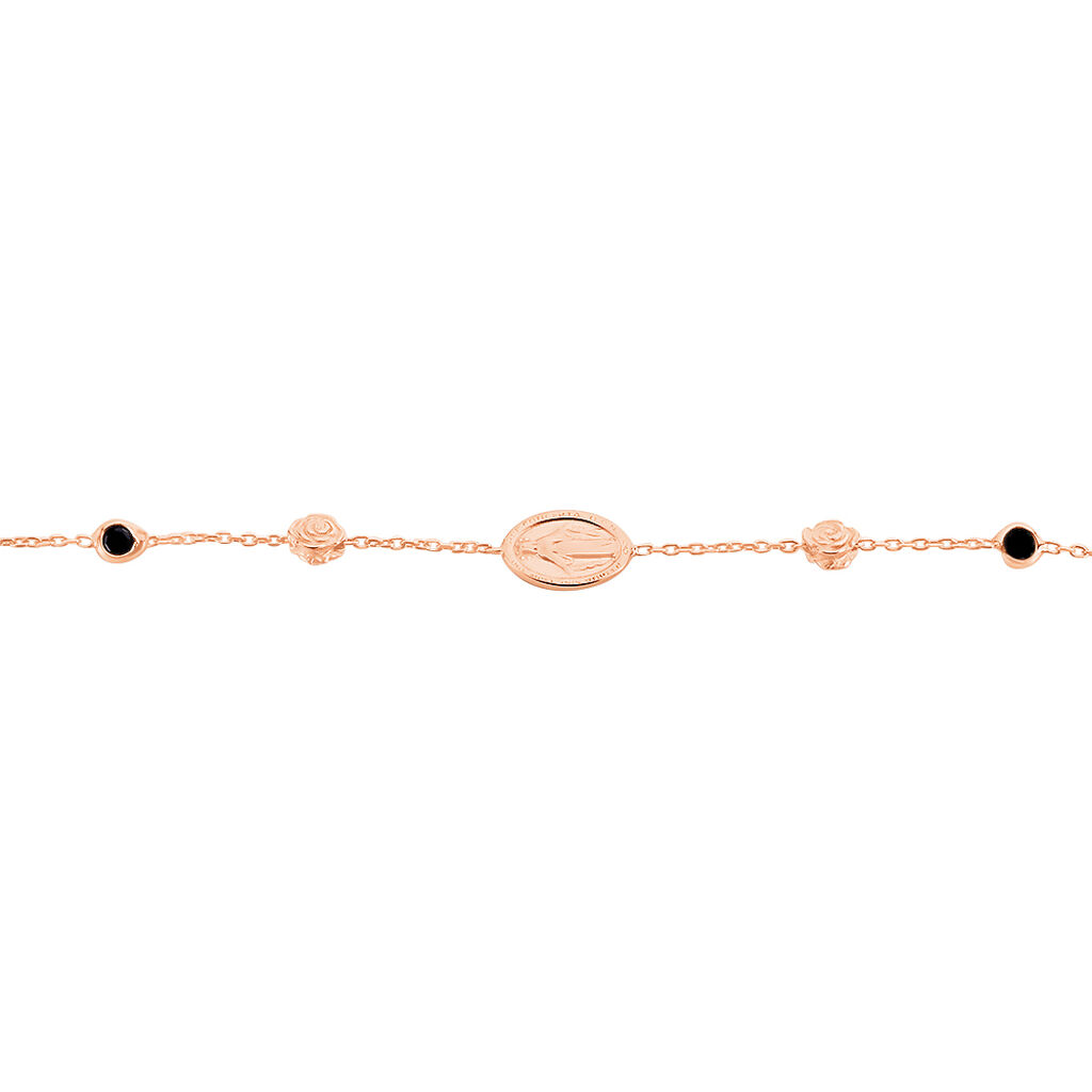 Damen Armband Silber rosevergoldet 925 Zirkonia Schwarz Blume Heaven 2 - Armbänder mit Anhänger Damen | OROVIVO