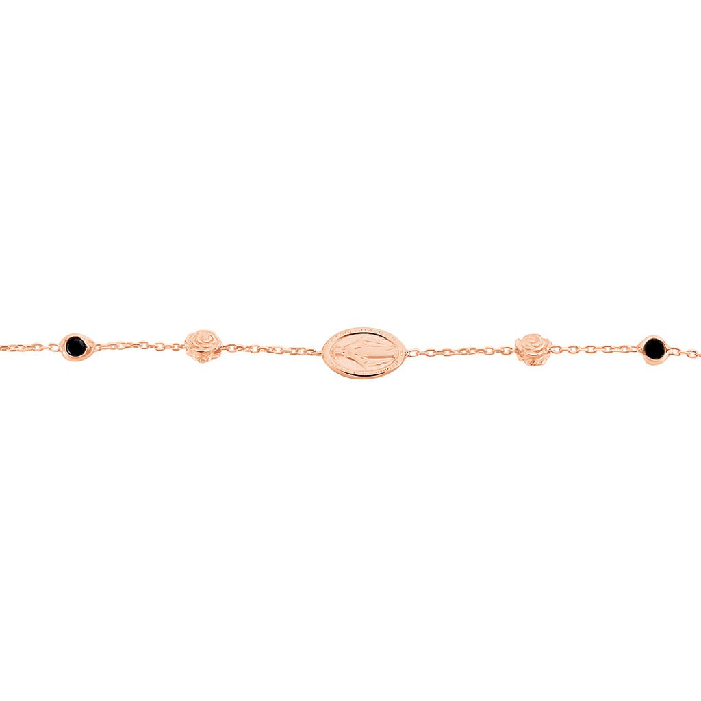 Damen Armband Silber rosevergoldet 925 Zirkonia Schwarz Blume Heaven 2 - Armbänder mit Anhänger Damen | OROVIVO