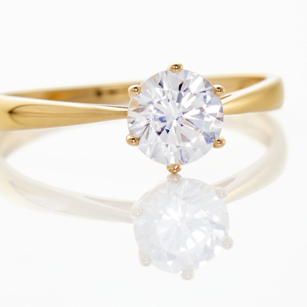 Damen Ring Weißgold 375 Zirkonia Krappe 6  - Ringe mit Stein Damen | OROVIVO