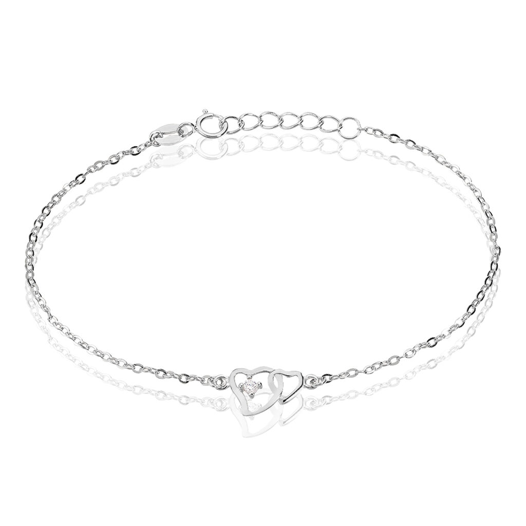 Thumbnail - ROMA Damen Armband Silber 925 Zirkonia Weiß Doppelherz, Armband mit Stein