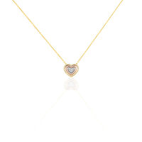 Damen Halskette Gold 375 Tricolor Zirkonia Herz
