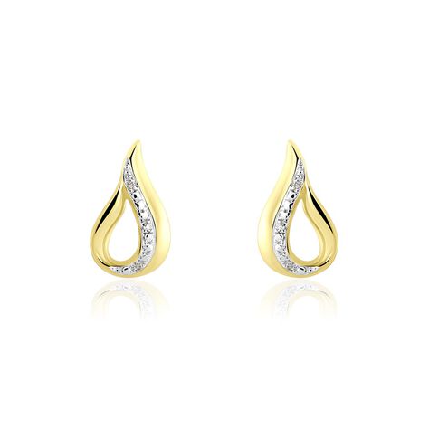 Damen Ohrstecker Gold 375 Diamanten 0,014ct Tropfen Goccie - Ohrstecker Damen | OROVIVO