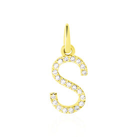 Anhänger Gold 375 Zirkonia Buchstabe S - Personalisierte Geschenke Familie | OROVIVO