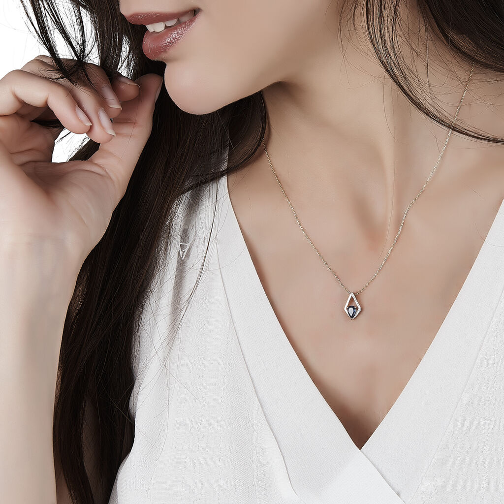 Collier Lilya Or Jaune Saphir Et Diamant - Spannringe Damen | OROVIVO
